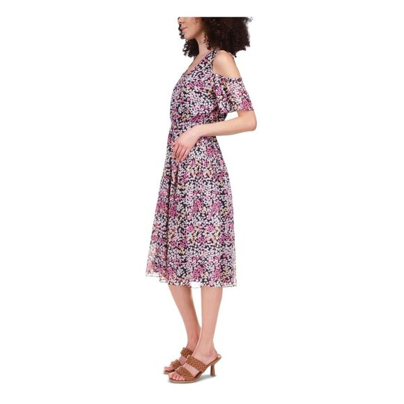 MICHAEL MICHAEL KORS Womens Black Elastic Waist Skirt Lined Midi Dress M - Picture 3 of 4